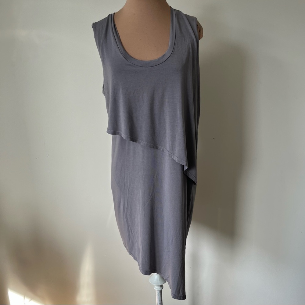 Krisa Grey Asymmetrical Layered Tank Top Knee Length Dress EUC Size M